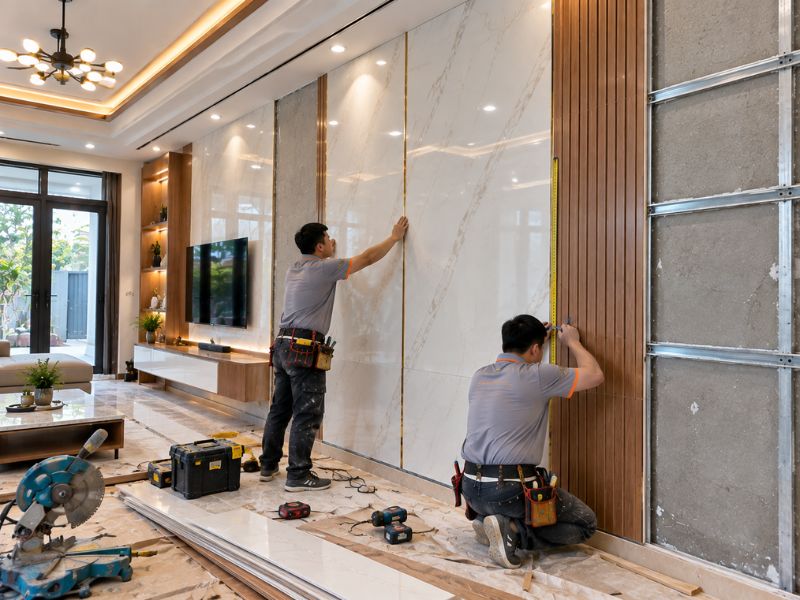 Quy trình thi công tường nhựa Nano