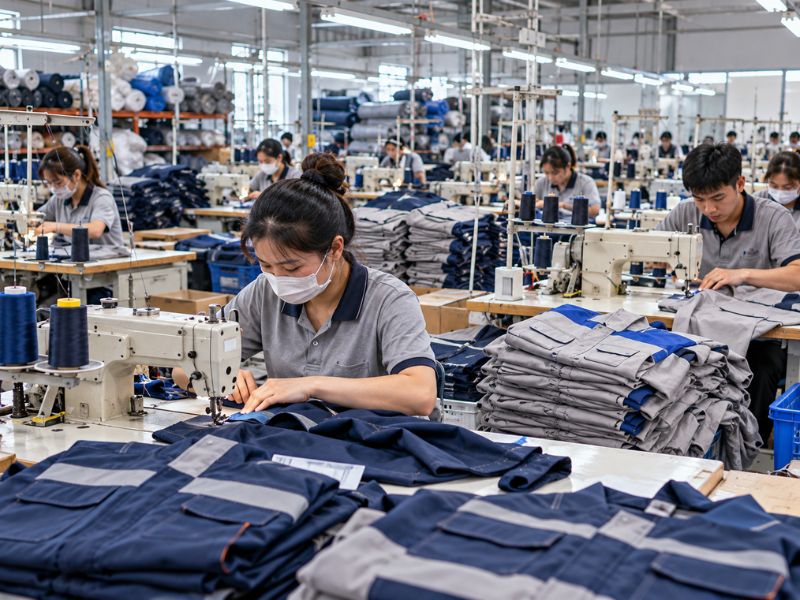 Xưởng may quần áo bảo hộ Hà Nội theo yêu cầu